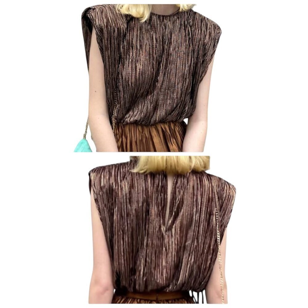 Sabina Musayev North Top Bronze Black Open Side Metallic Small